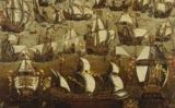 Recreació pictòrica de la batalla naval entre espanyols i anglesos Recreació pictòrica de la batalla naval entre espanyols i anglesos