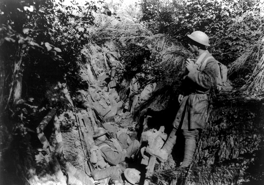 Soldats americans en una trinxera a França l'any 1918