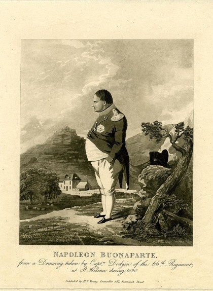 Dibuix de Napoleó Bonaparte a Santa Helena, el 1820