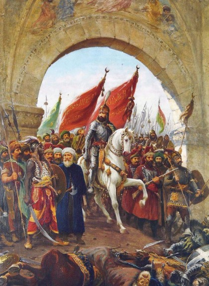 Mehmet entrant a Constantinoble, en una pintura de Fausto Zonaro