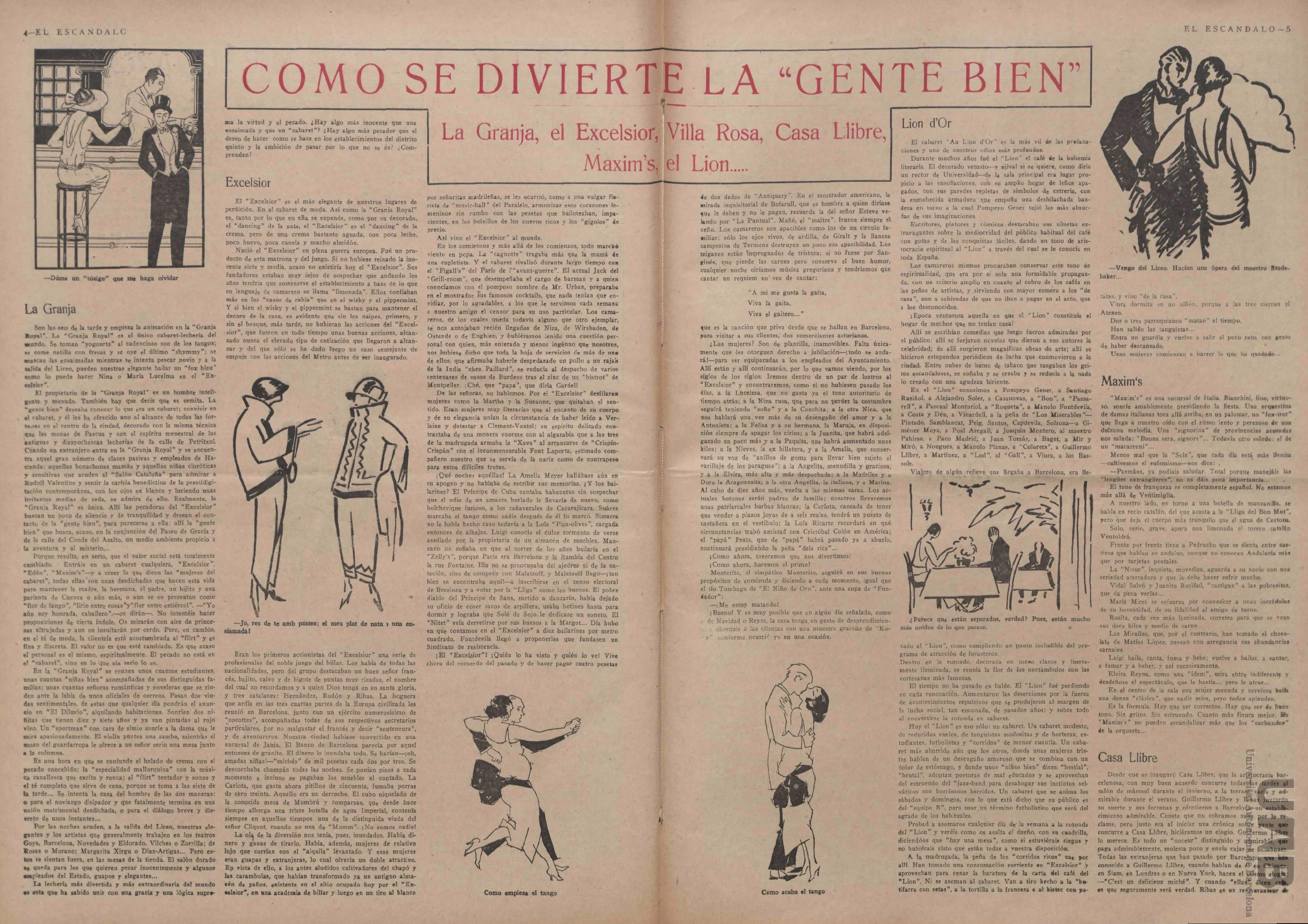 Reportatge 'Como se divierte la “gente bien”' d'El Escándalo (1925)