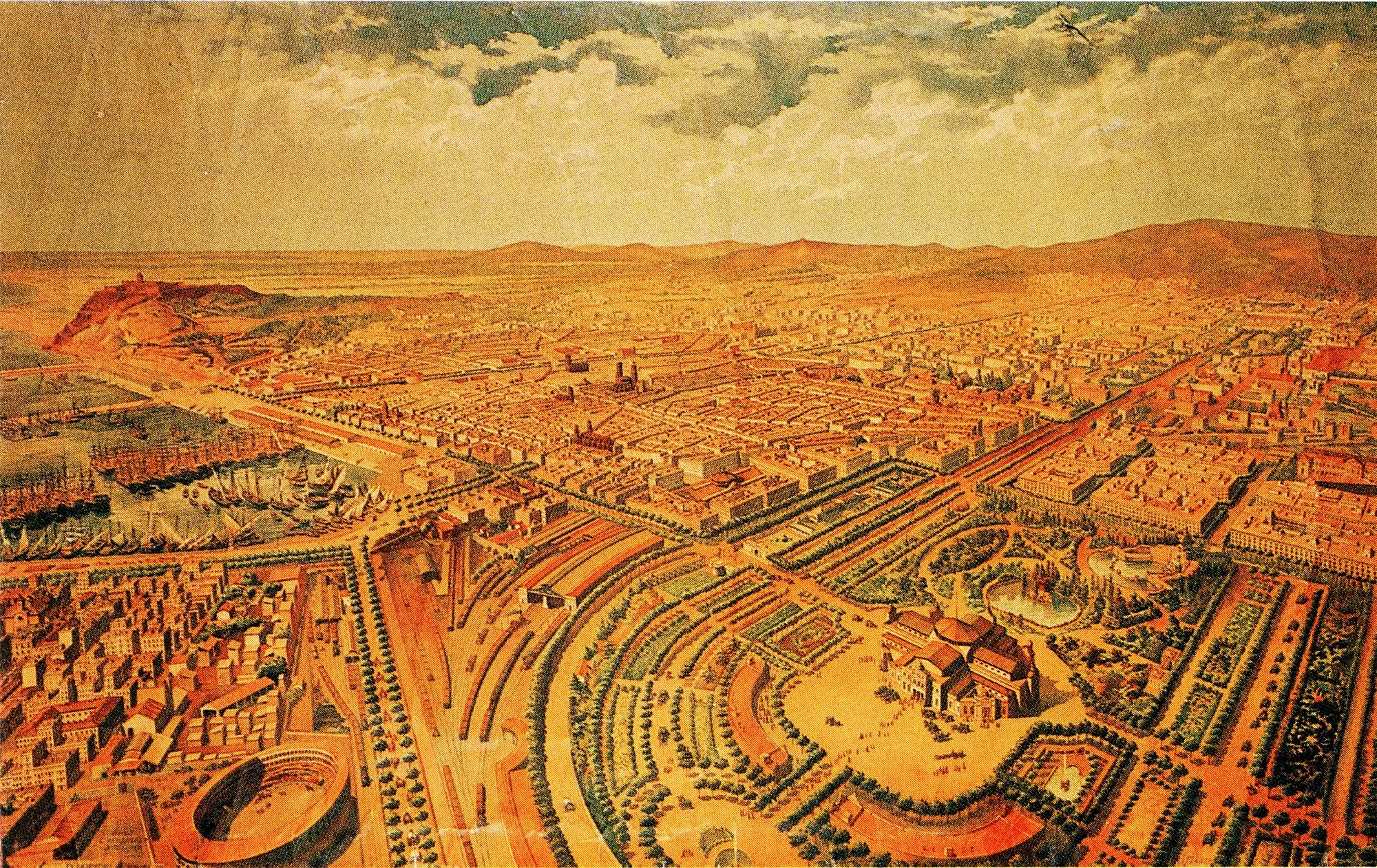 Vista aèria de Barcelona el 1882