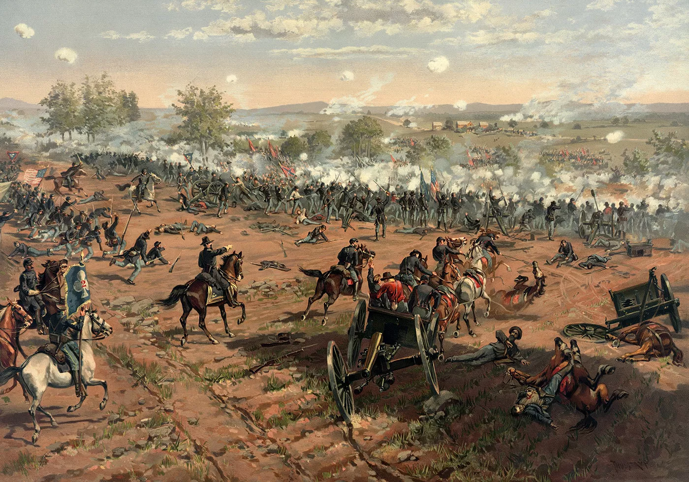 Gettysburg va ser la batalla més sagnant de la guerra, amb 46.000 víctimes. La retirada de les tropes confederades va afavorir l’avanç de la Unió