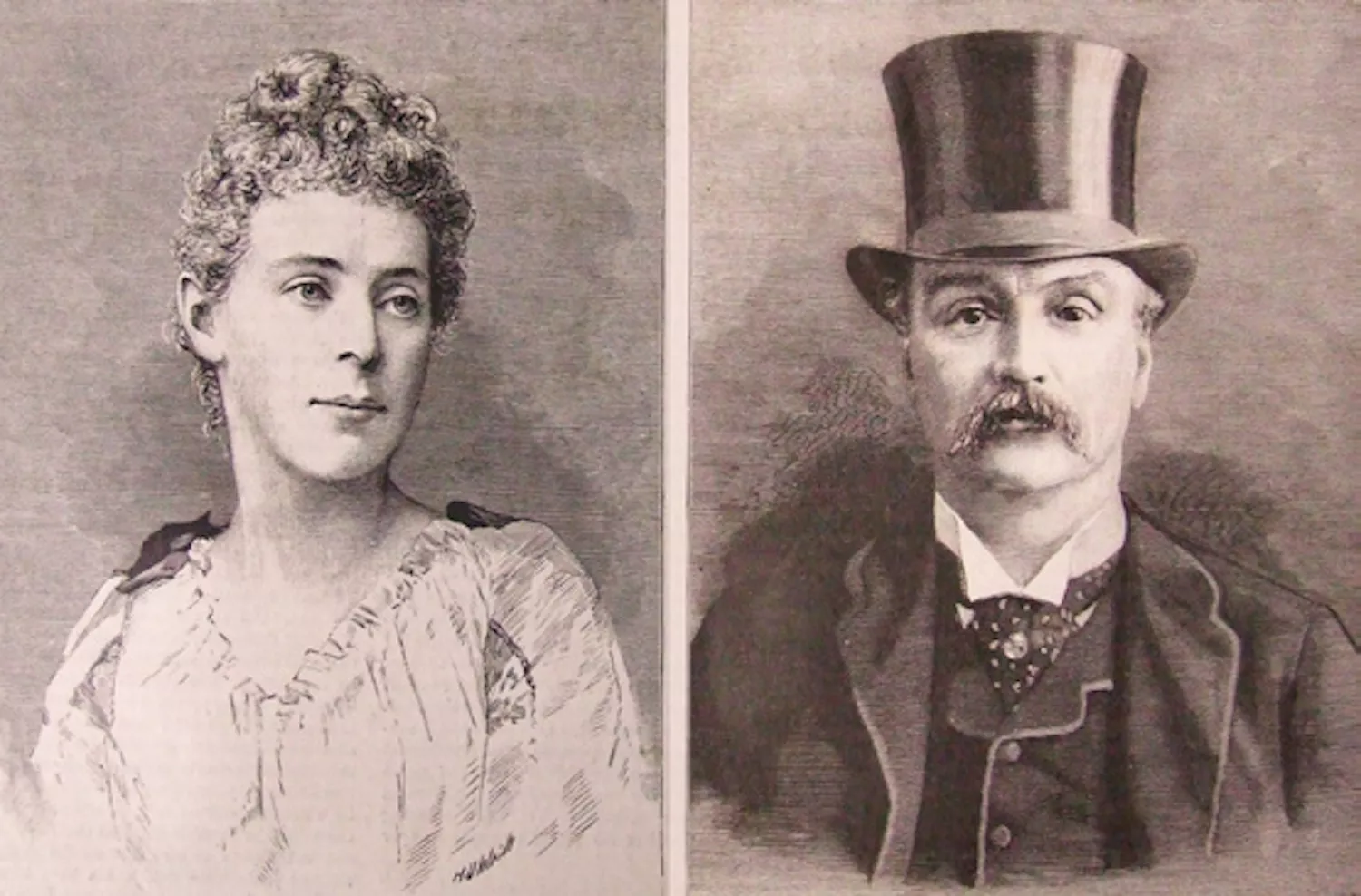 Florence Chandler i el seu marit James Maybrick, en un gravat a la premsa de l’època