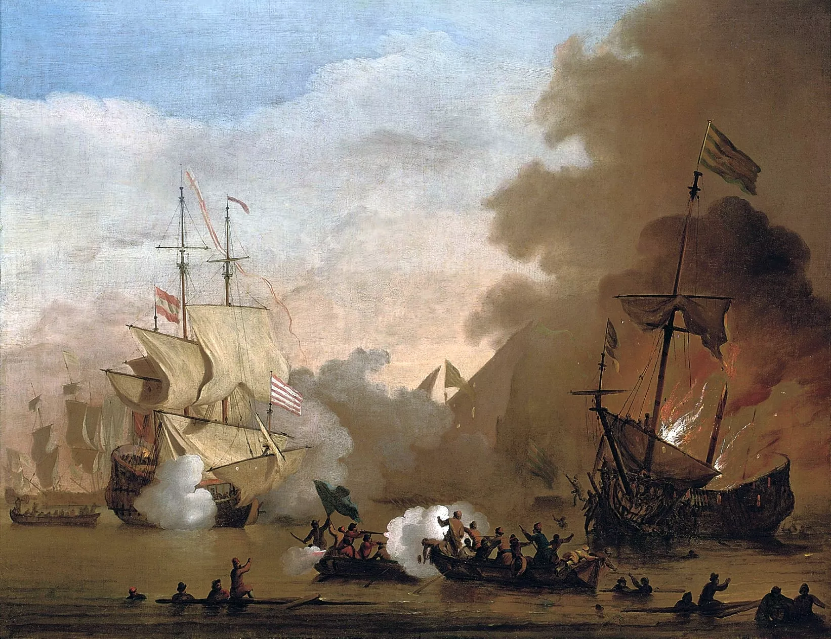 'Batalla entre un vaixell anglès i bucs corsaris barbarescos', de Willem van de Velde de Jonge