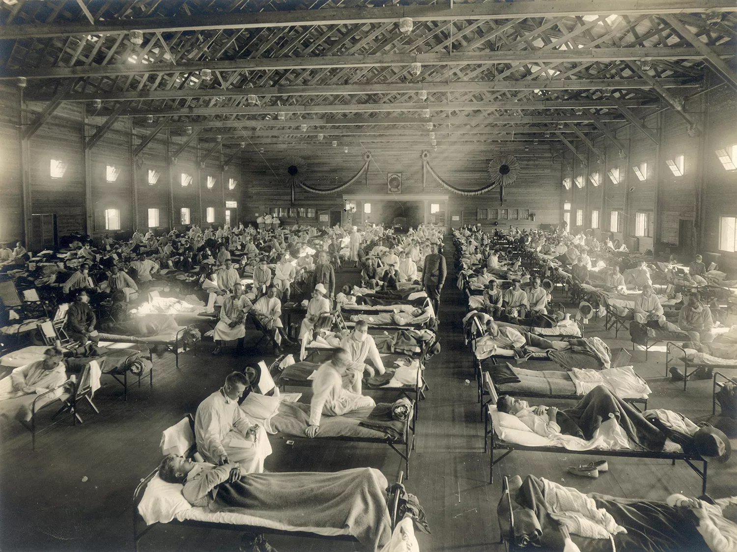 Hospital d'emergència a Camp Funston, Kansas, en plena epidèmia de grip el 1918