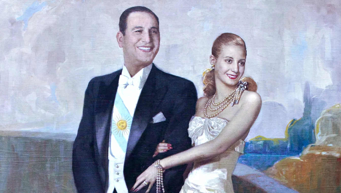 Retrat de Juan Domingo Perón i la seva dona María Eva Duarte