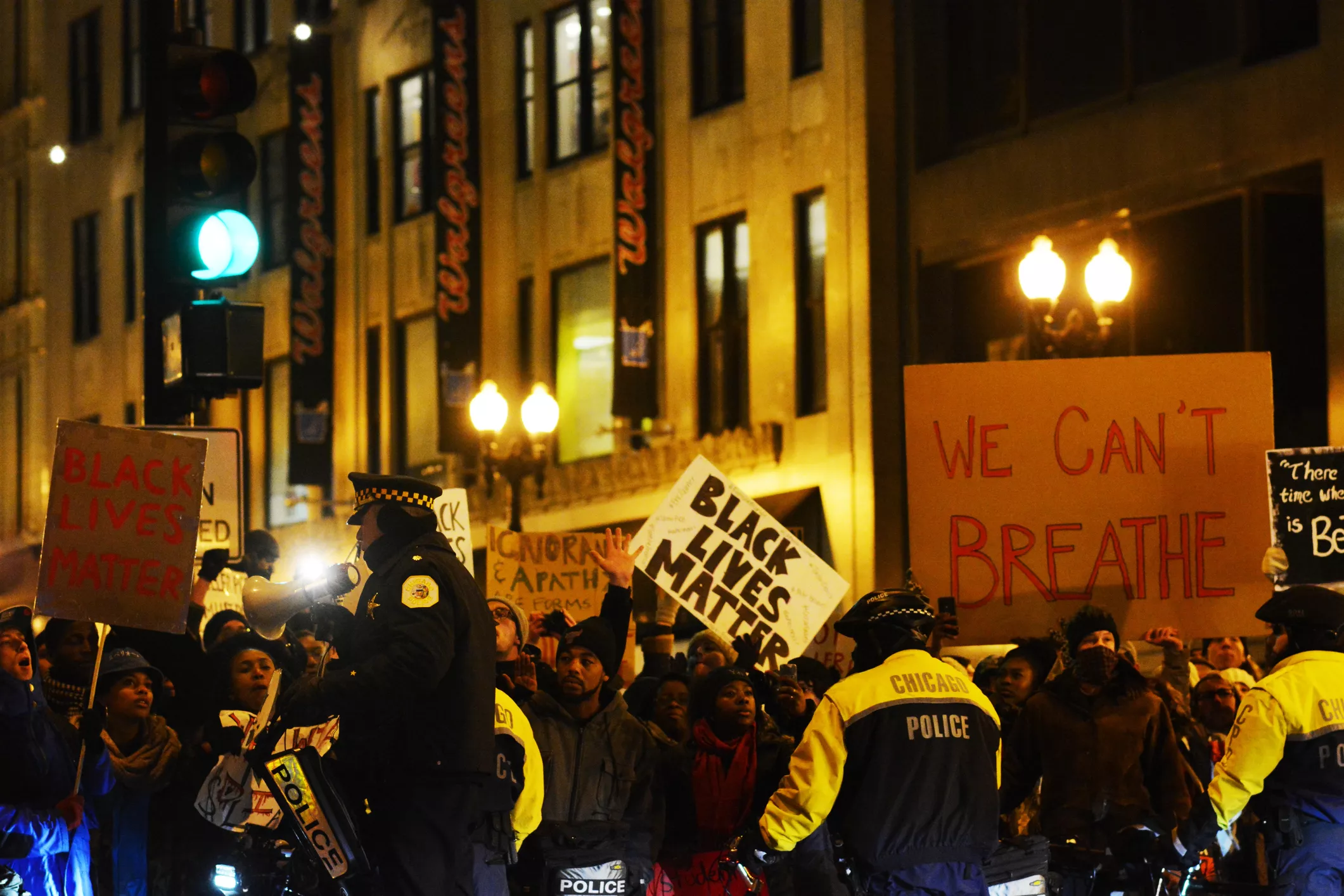 Manifestació a Chicago en protesta per la brutalitat policial contra els afroamericans, el 7 de desembre del 2014
