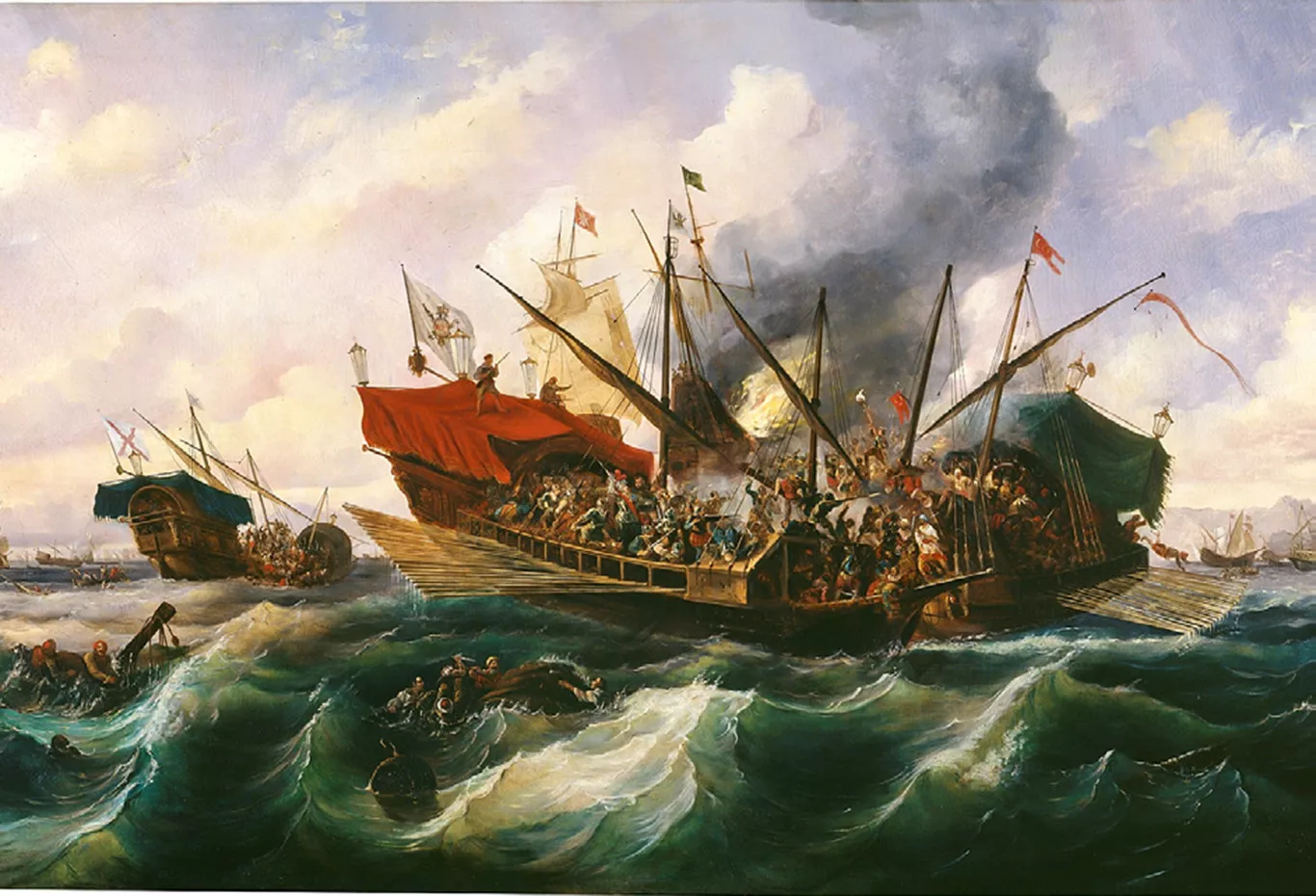 'Episodio del combate naval de Lepanto', d'Antonio de Brugada (1856)