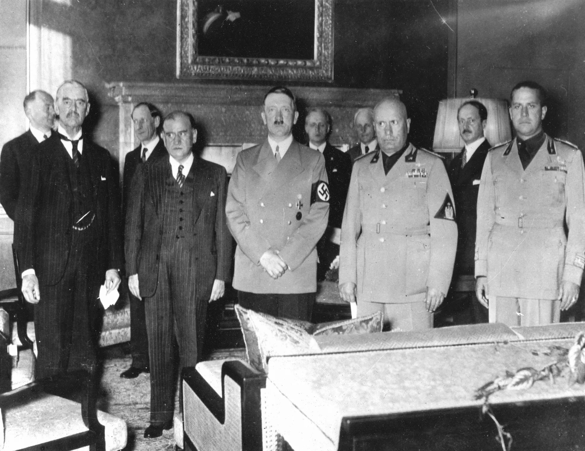 Hitler acompanyat d'altres líders europeus durant la Conferència per la Pau del 1938