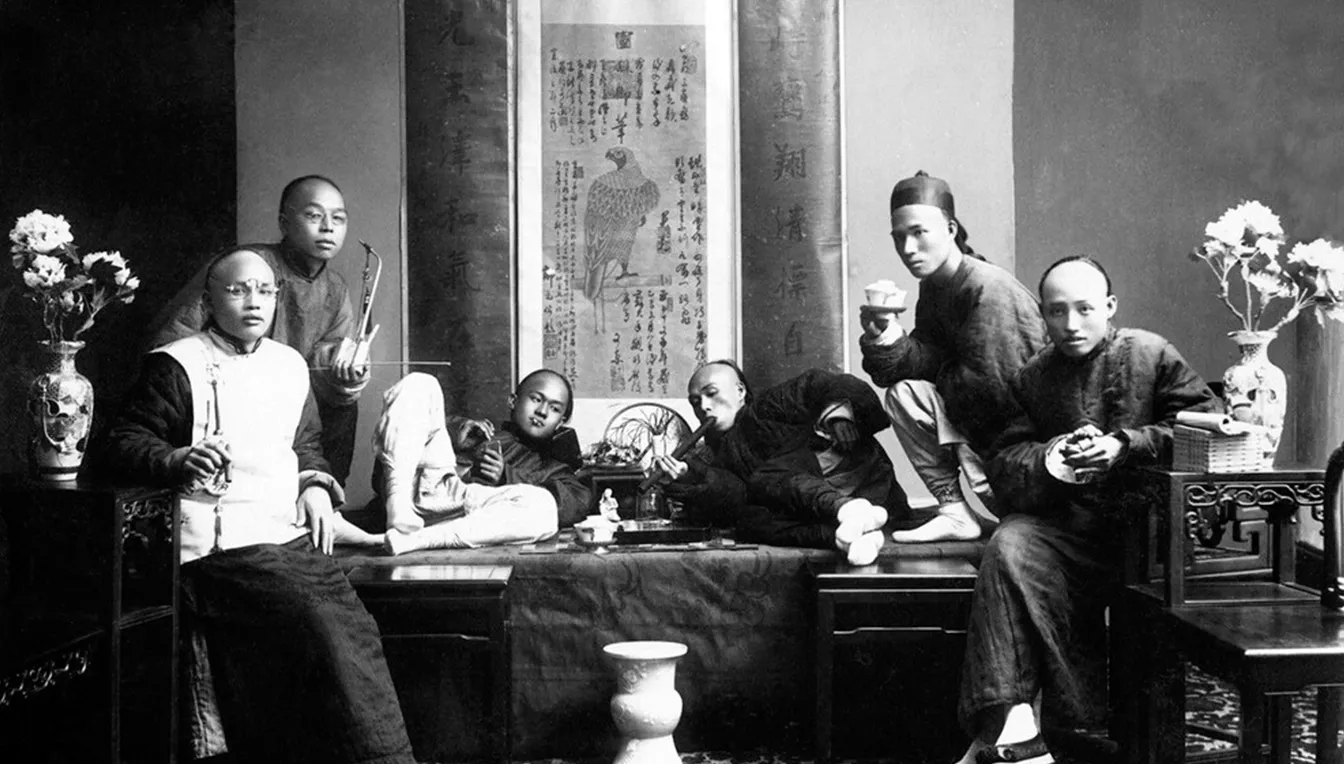 Espai de fumadors d'opi a la Xina, el 1880
