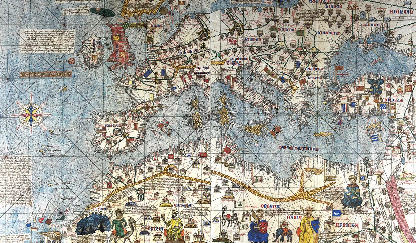 L’infant Joan, primogènit de Pere III, va oferir com a present al rei de França aquest mapa magnífic fet pel jueu mallorquí Cresques Abraham al segle XIV