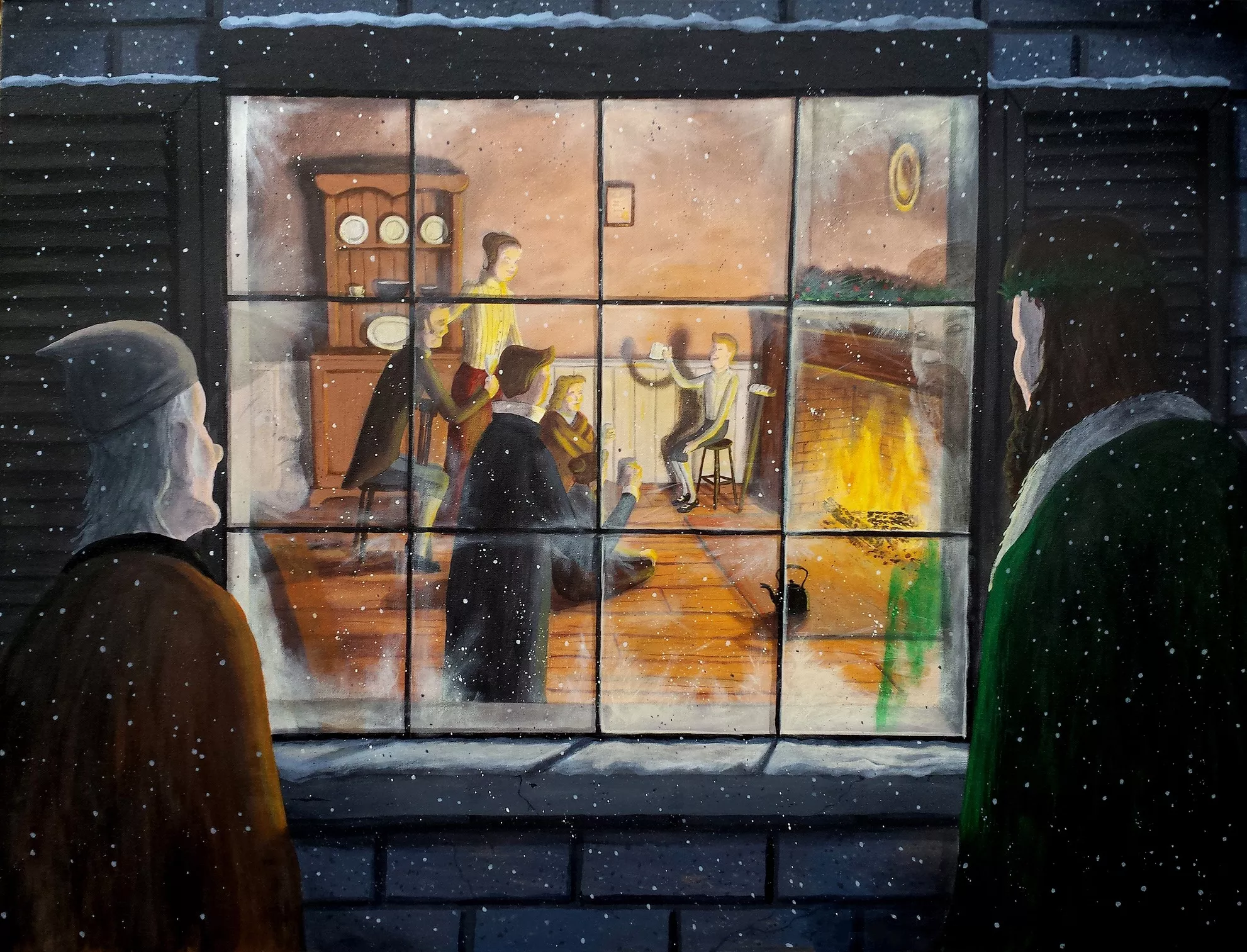 L'espectre del Nadal present mostra a Scrooge la família del seu empleat Bob Cratchit celebrant les festes
