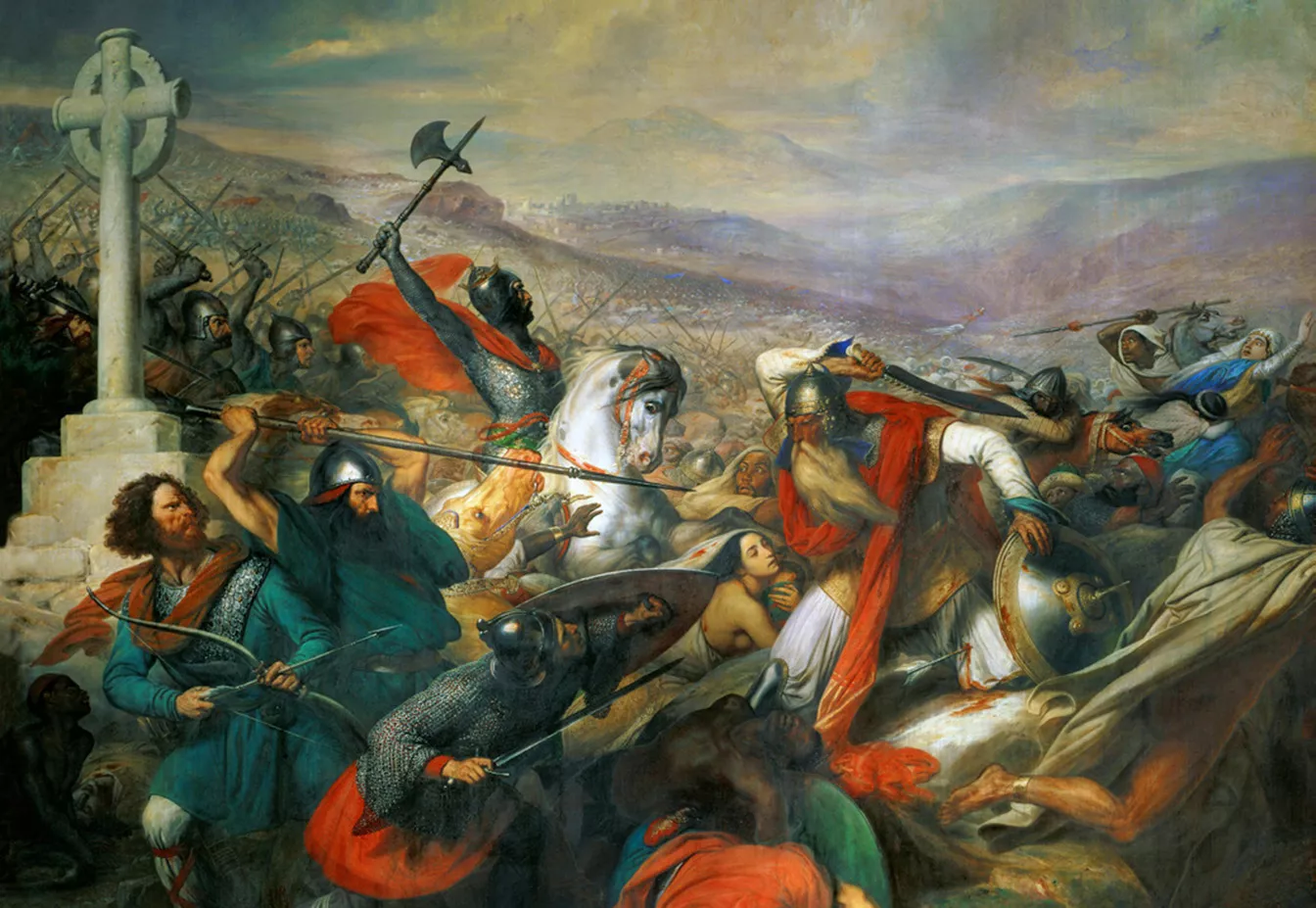 El franc Carles Martell a la batalla de Poitiers, que va ser decisiva. Quadre romàntic del baró Charles von Steuben (1837) al Museu de Versalles