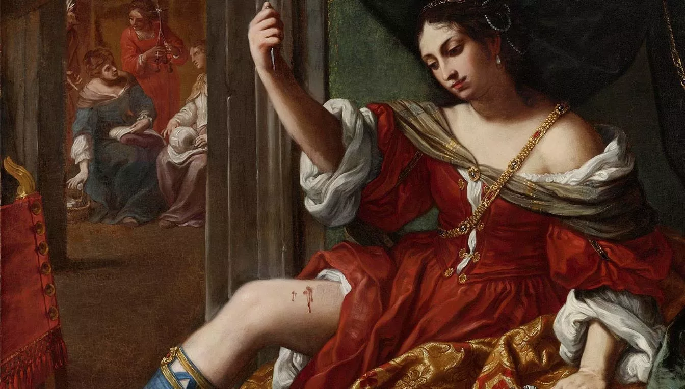Elisabeta Sirani va pintar 'Pòrcia ferint se a la cuixa' l'any 1664