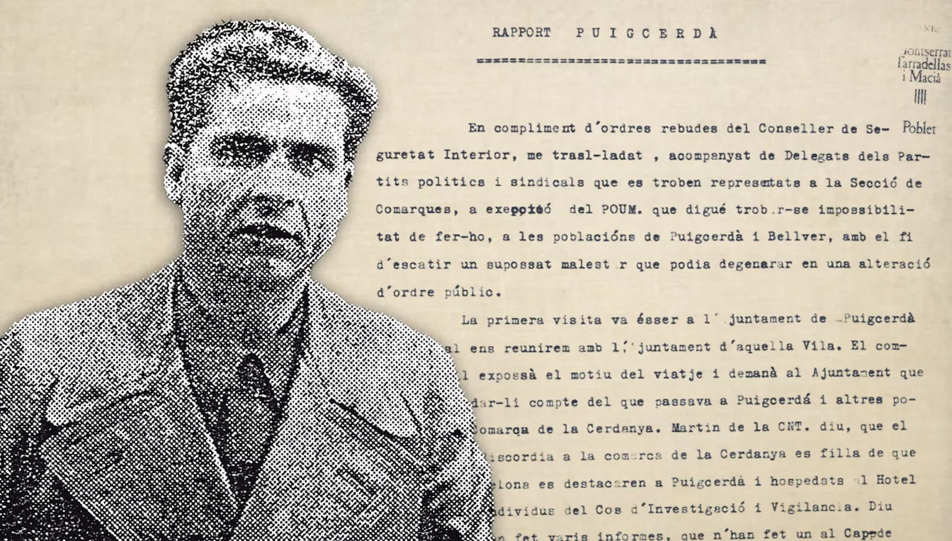 L'única imatge que es conserva d'El Cojo de Málaga i una pàgina d'un telegrama relacionat amb aquest militant anarquista
