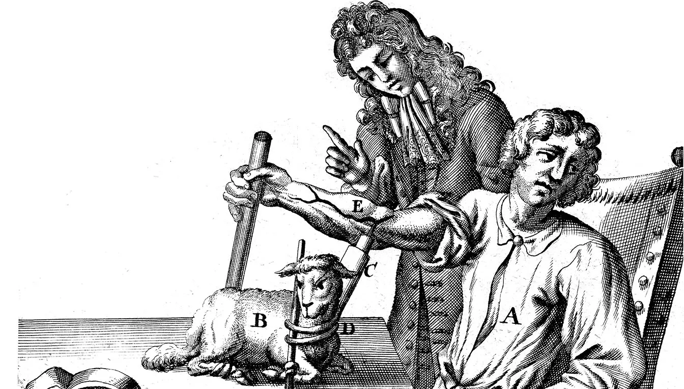 Al segle XVII es van fer experiments de transfusió de sang. Les primeres d’animals a humans daten del 1667