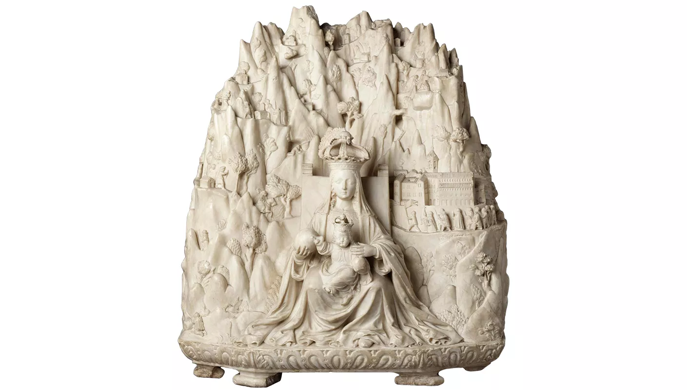 La marededéu de Montserrat, atribuïda a Joan Grau o al seu fill Francesc, es pot veure al Victoria & Albert Museum de Londres