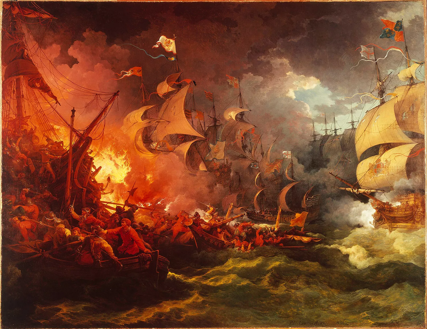 'Derrota de l'Armada Invencible', oli de Philippe-Jacques de Loutherbourg del 1796