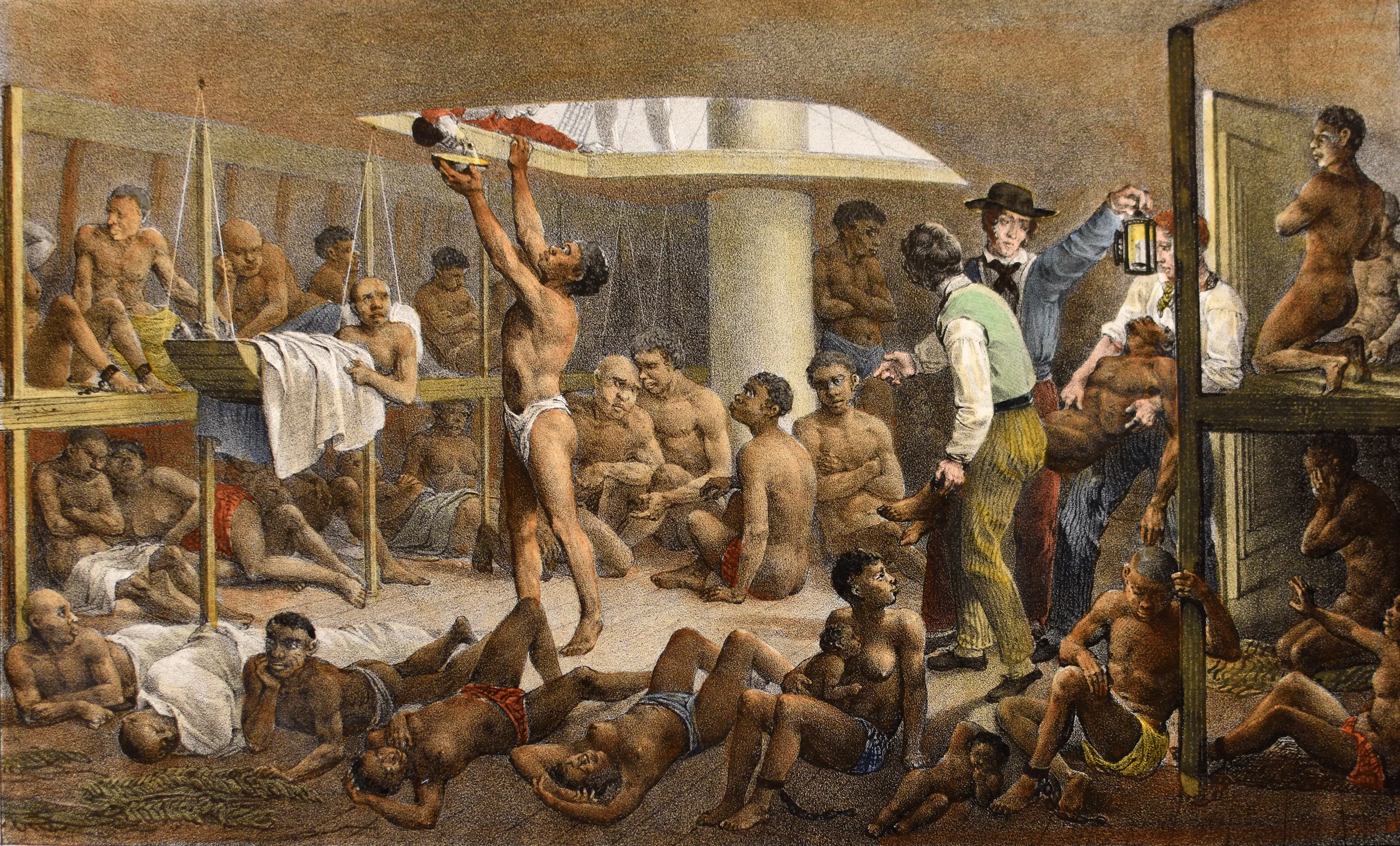 La tripulació de la nau controlava en tot moment la mercaderia —els esclaus—, per evitar morts, baralles, revoltes i suïcidis