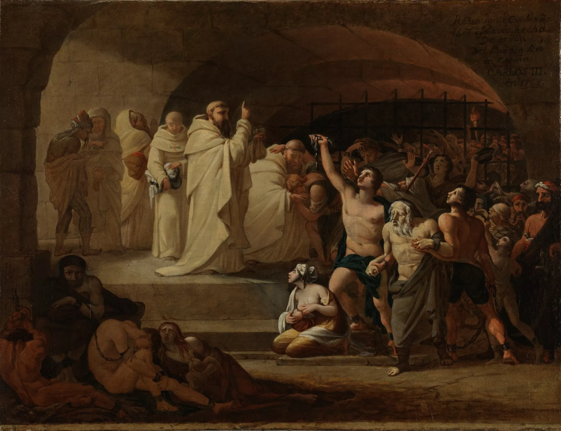 Aquest quadre del pintor espanyol José Aparicio recrea un dels viatges redemptors en temps de Carles III