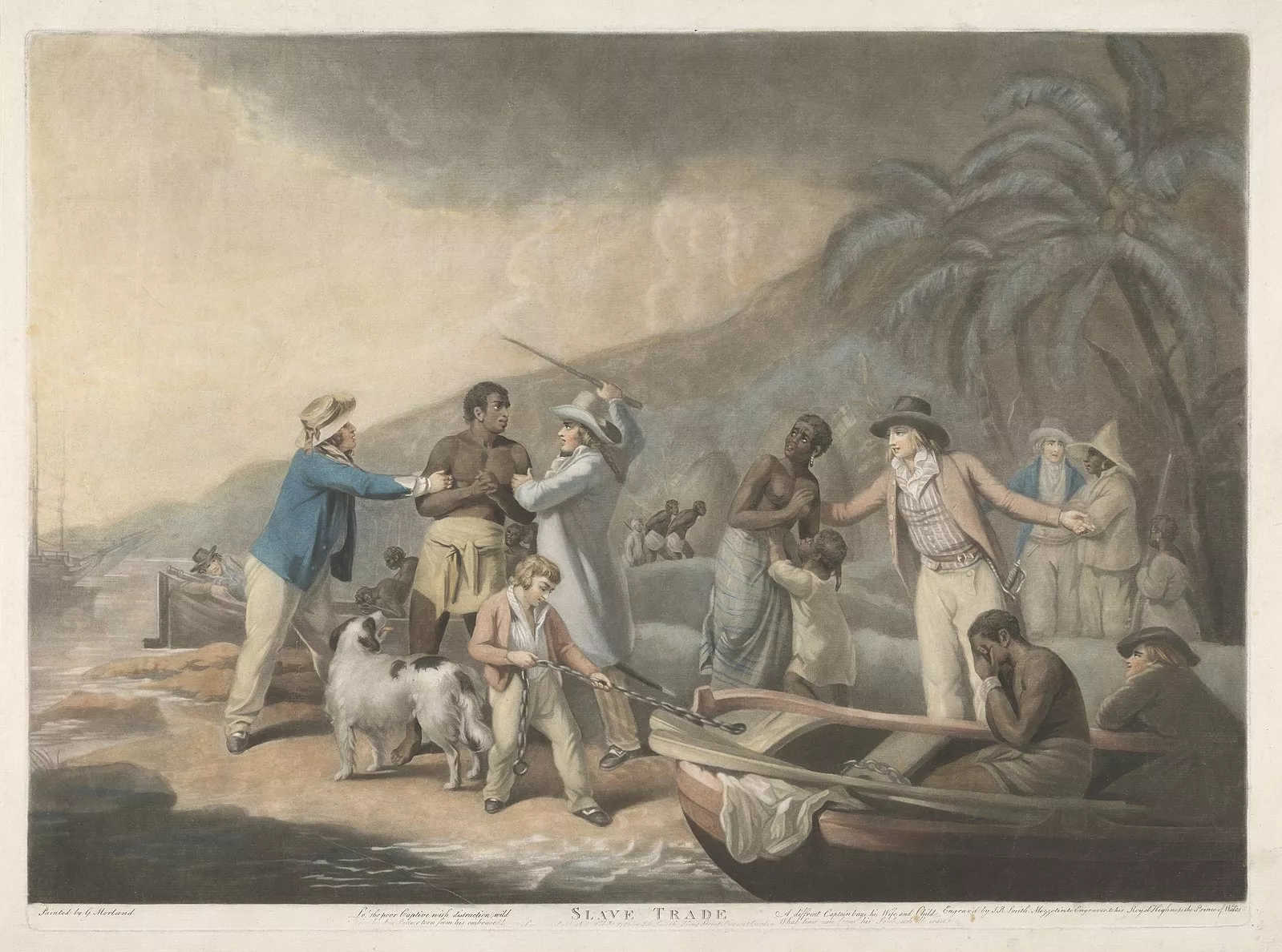 Aquest quadre de George Morland mostra un grup de traficants d’esclaus separant una família a la costa africana