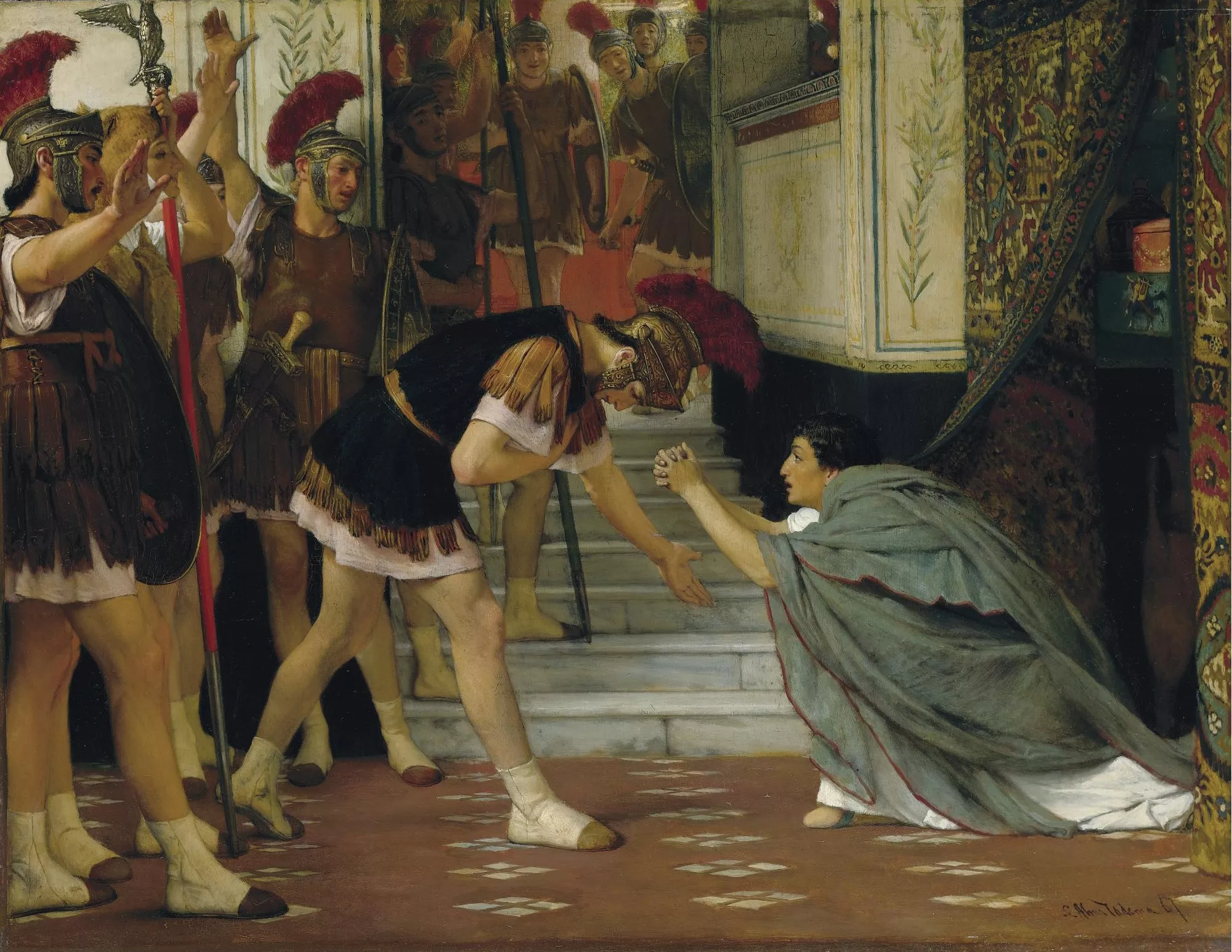 Lawrence Alma-Tadema va pintar l’escena en què Claudi, amagat rere una cortina, acaba sent nomenat emperador pels guàrdies pretorians