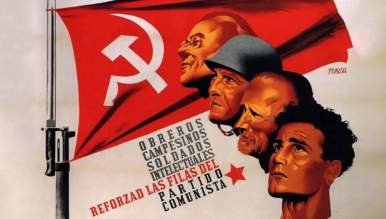 Cartell de Josep Renau del 1937. Feia 6 anys que l’artista valencià s’havia afiliat al Partit Comunista. A partir d’aleshores la seva obra es va polititzar notablement.