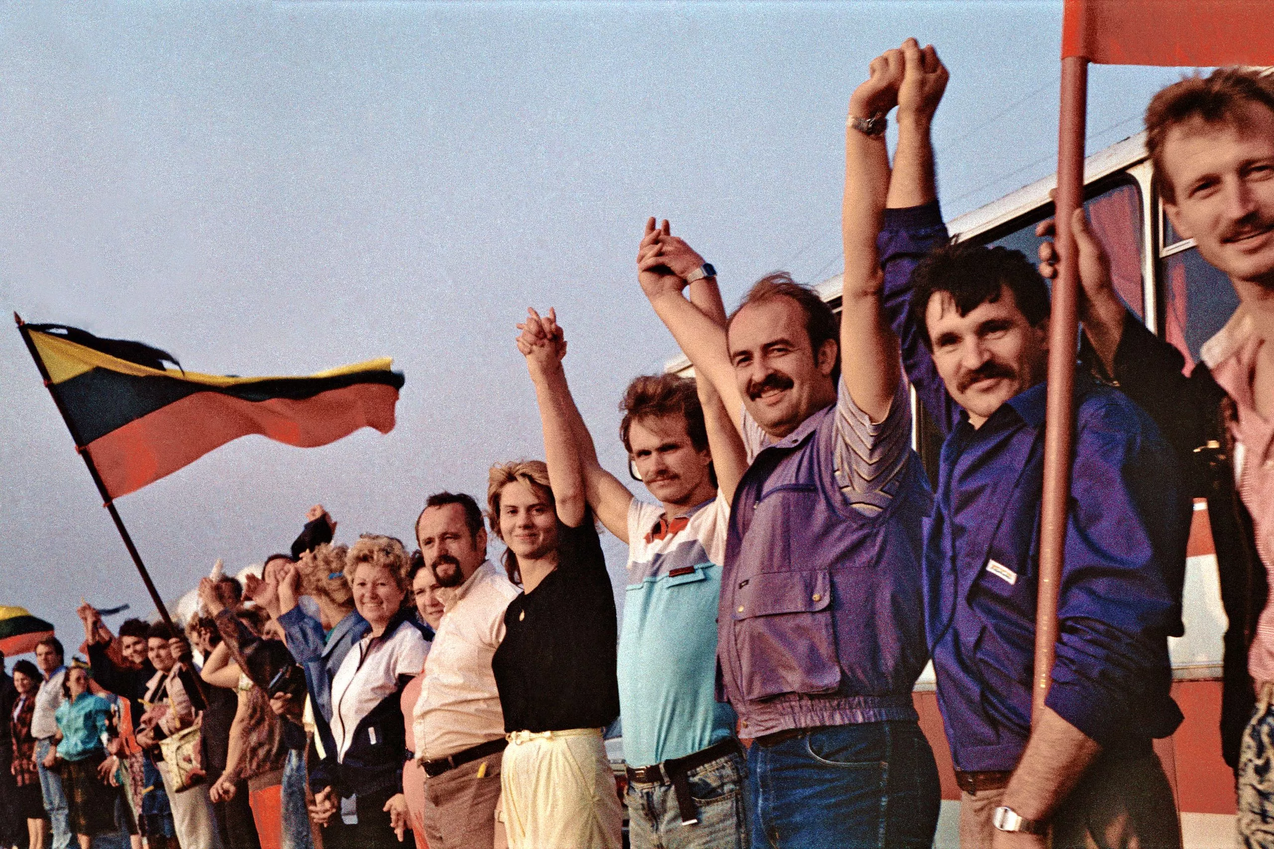 Tram del recorregut de la Via Bàltica, el el 23 d'agost del 1989