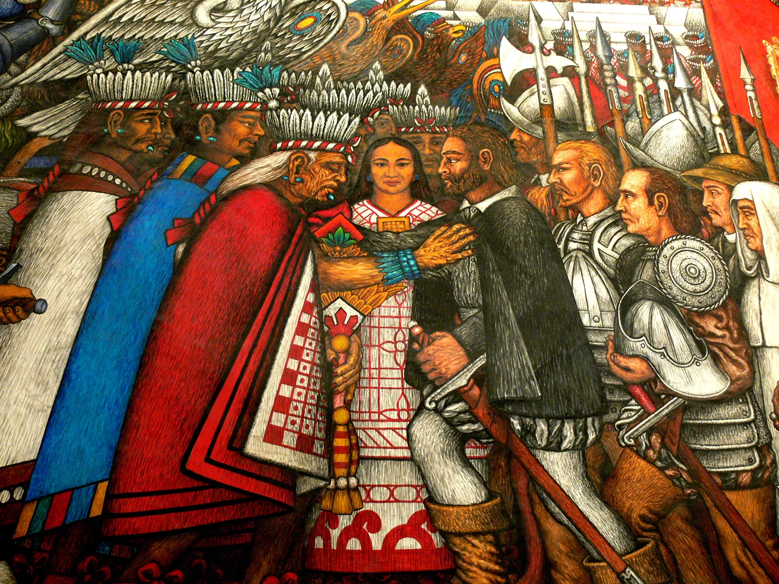 Melinche va ser clau en les converses de caire polític i militar entre Hernán Cortés i els pobles americans