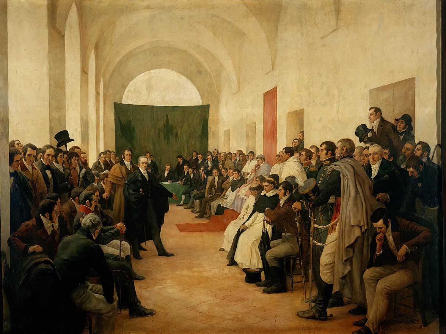 En aquest quadre, es mostra el 'cabildo abierto', una reunió dels membres més influents de Riu de la Plata, a Argentina
