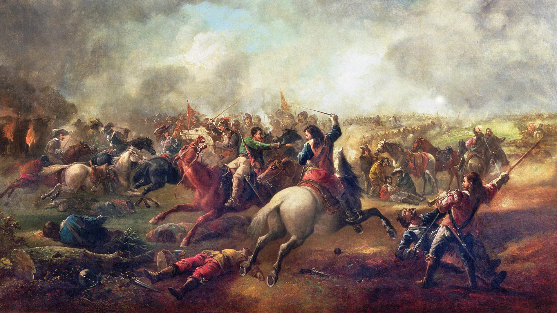 Batalla de Marston Moor en un quadre de John Barker