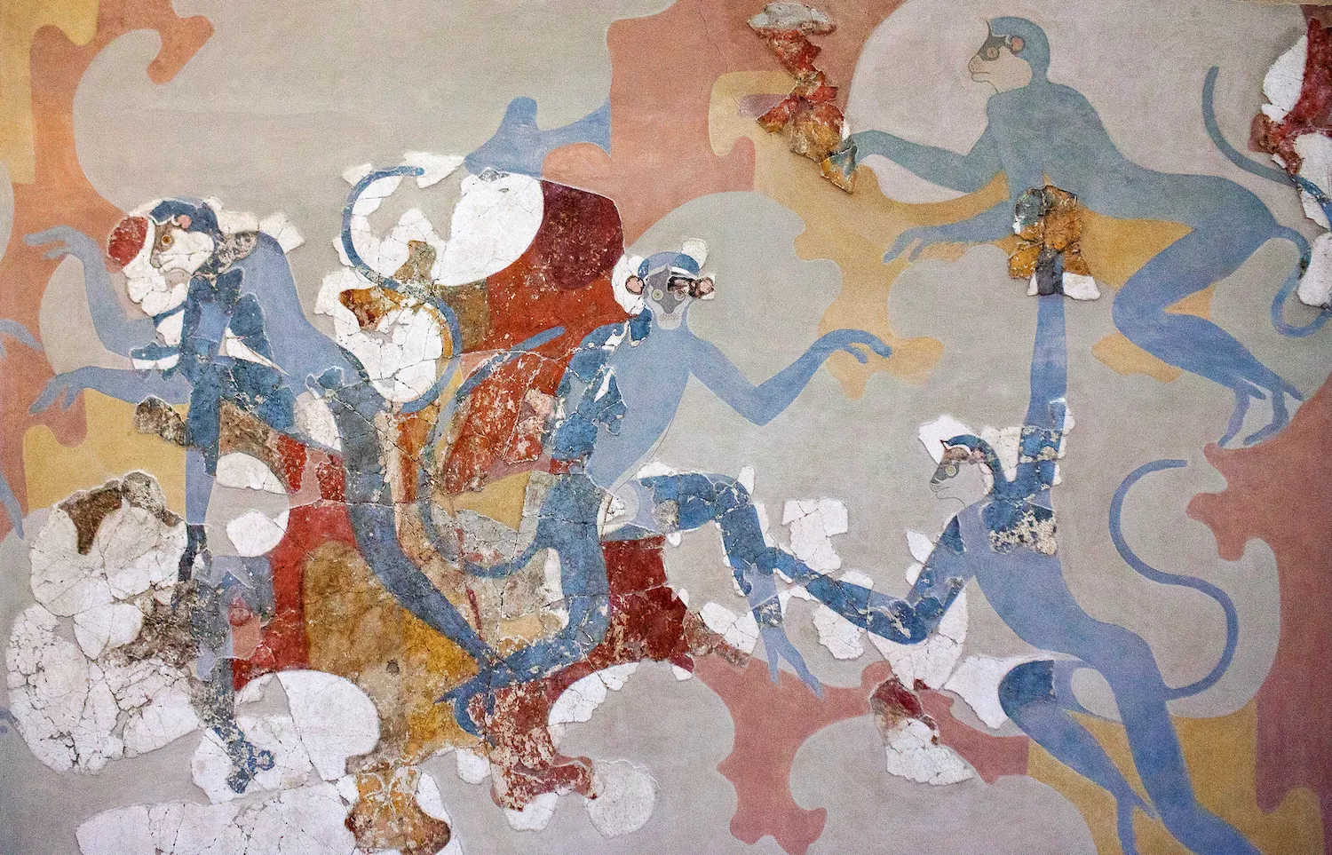 Pintura mural de micos blaus a Akrotiri