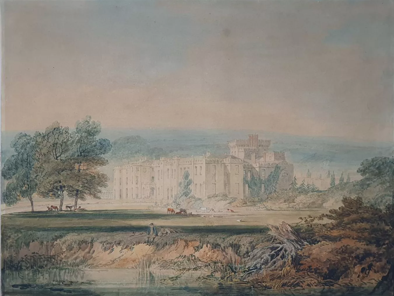 Una pintura del castell de Hampton Court feta per William Turner ha aparegut a les golfes d'una finca rural