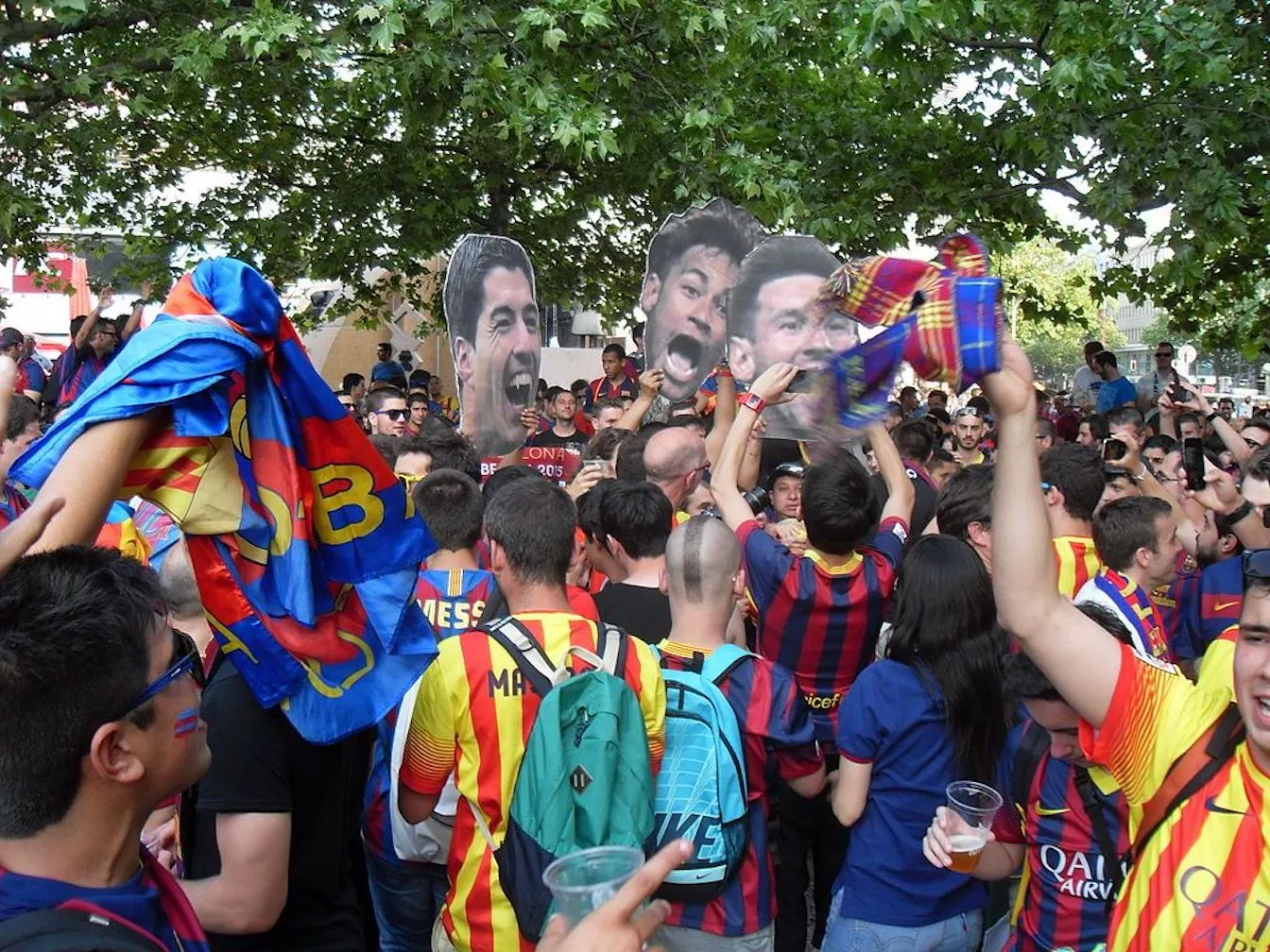 Seguidors del Barça abans de l'inici de la final de la Champions contra la Juventus a Berlín, el juny de 2015