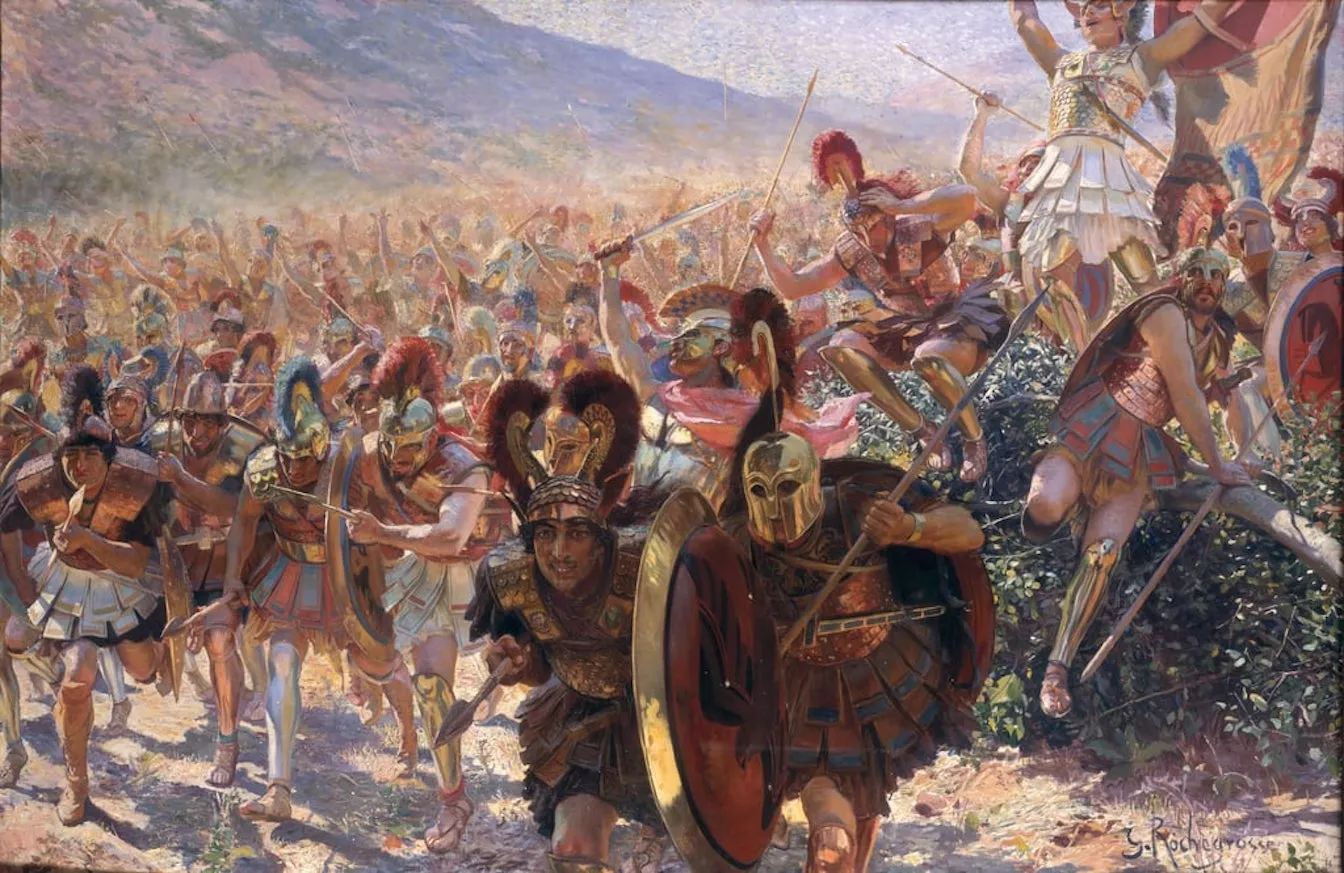 Una càrrega grega a la batalla de Marató, pintura de Georges Rochegrosse