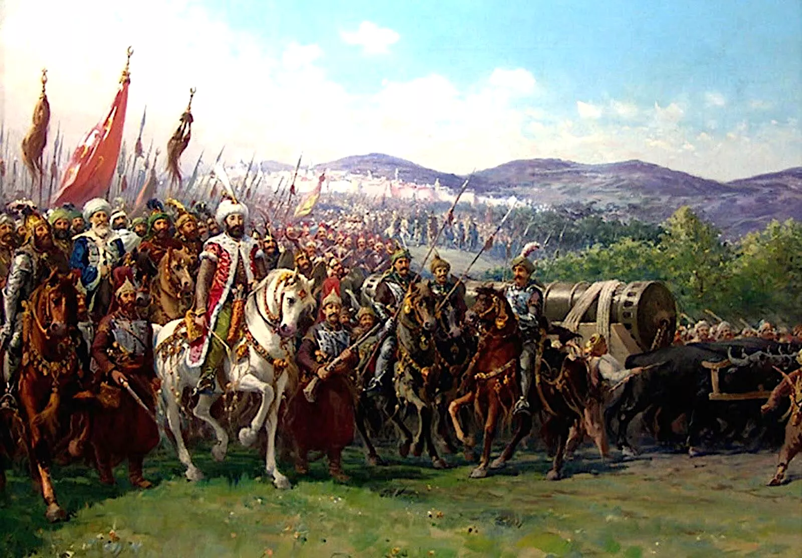 La caiguda de Constantinoble va coincidir amb la meitat de la vida de Margarit, que destinaria molts esforços a impulsar una gran croada. A la imatge, Mehmet II prenent la ciutat