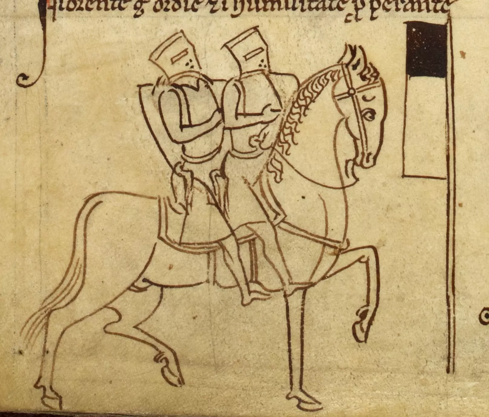 Dos cavallers templers sobre un cavall que apareixen al llibre 'Historia ecclesiastica gentis Anglorum'