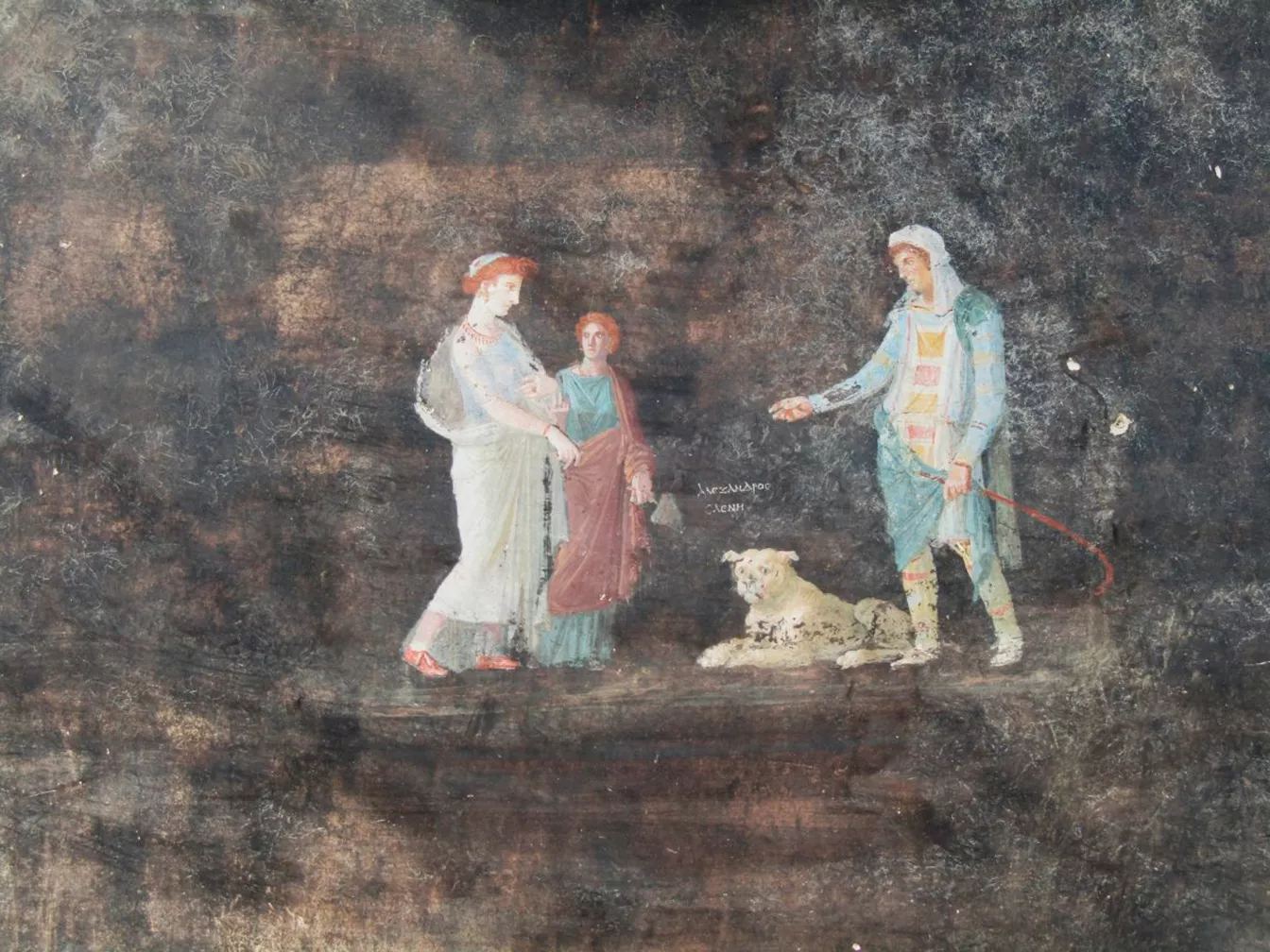 Fresc localitzat a Pompeia que mostra la trobada entre Helena i Paris, el príncep de Troia