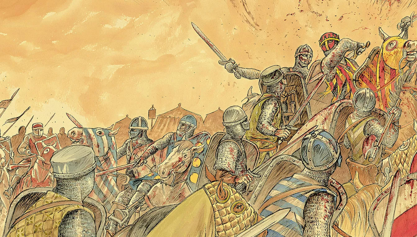 Il·lustració de la mort del rei Pere en plena batalla