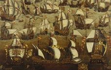Recreació pictòrica de la batalla naval entre espanyols i anglesos