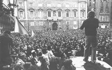 Mobilització de l'Assemblea de Catalunya a la plaça Sant Jaume de Barcelona