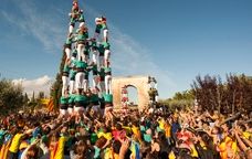 La cadena humana al seu pas per l'Arc de Berà, a la N340 -  @ Assemblea Nacional Catalana