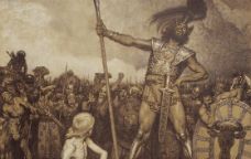 David i el gegant filisteu Goliat en una litografia de finals del segle XIX