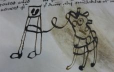 Un dels dibuixos infantils trobats en un manuscrit medieval -  LJS 361, Kislak Center for Special Collections, Rare Books and Manuscripts, University of Pennsylvania Libraries folio 26r.