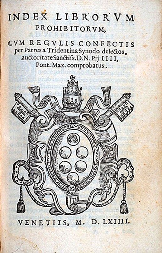 Portada de la primera edició de l''Index librorum prohibitorum'
