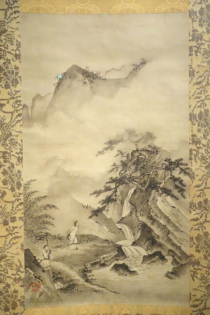 Li Bai observant una cascada. Quadre de Soami (1525) -  Daderot / Wikimedia Commons