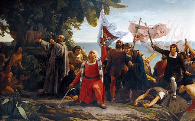 Visió romàntica de l'arribada de Colom a Amèrica Visió romàntica de l'arribada de Colom a Amèrica