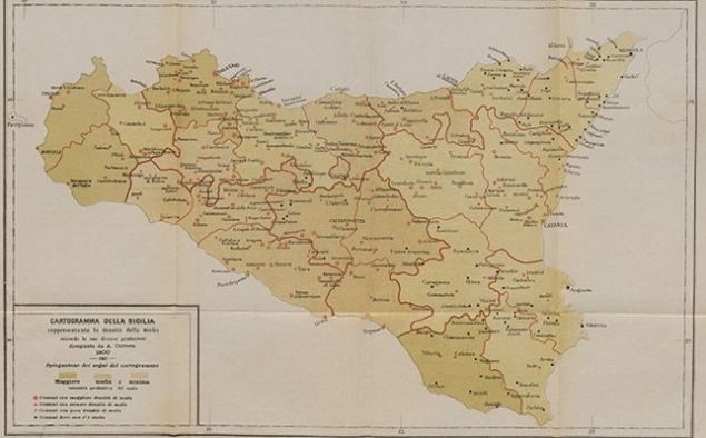 Mapa de Sicília on es marca, amb punts vermells, la prensència de la màfia (1900) - Wikimedia Commons Mapa de Sicília on es marca, amb punts vermells, la prensència de la màfia (1900) - Wikimedia Commons