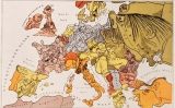 Mapa satíric alemany que presenta l'Europa de 1914 com un batibull d'interessos contraposats